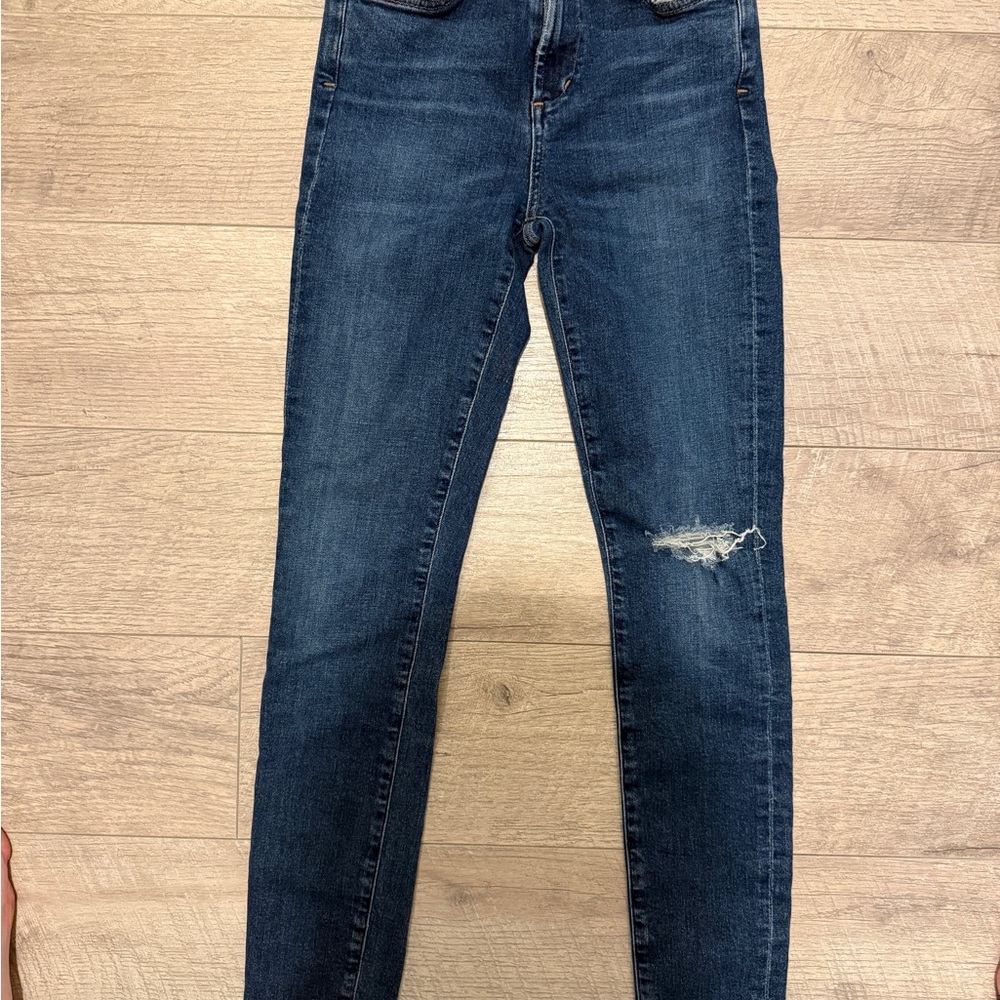 Citizens Of Humanity Dark Indigo Skinny Jeans with Knee Distress